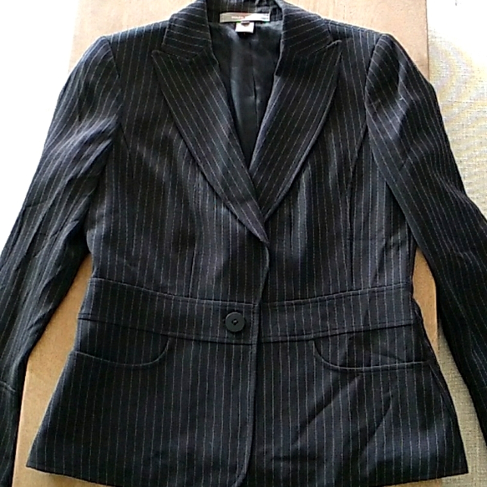 Ellen Tracy Black White Stripe Blazer